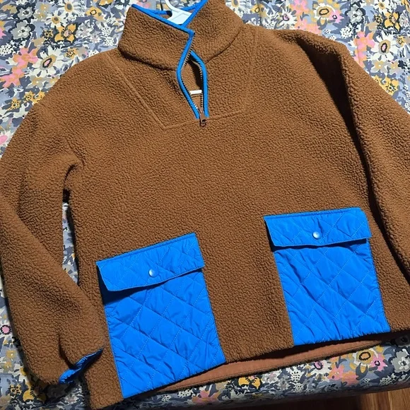 Madewell Brown Fleece Pullover, women’s xxs - Picture 2 of 7